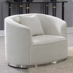 Poltrona d'accento Odette 39" in ciniglia beige Acme Furniture: Rivestimento in lino, struttura in legno, nessun assemblaggio richiesto