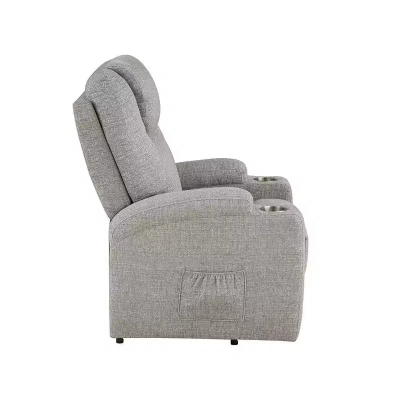 Divano reclinabile elettrico Evander in ciniglia grigio chiaro Acme Furniture