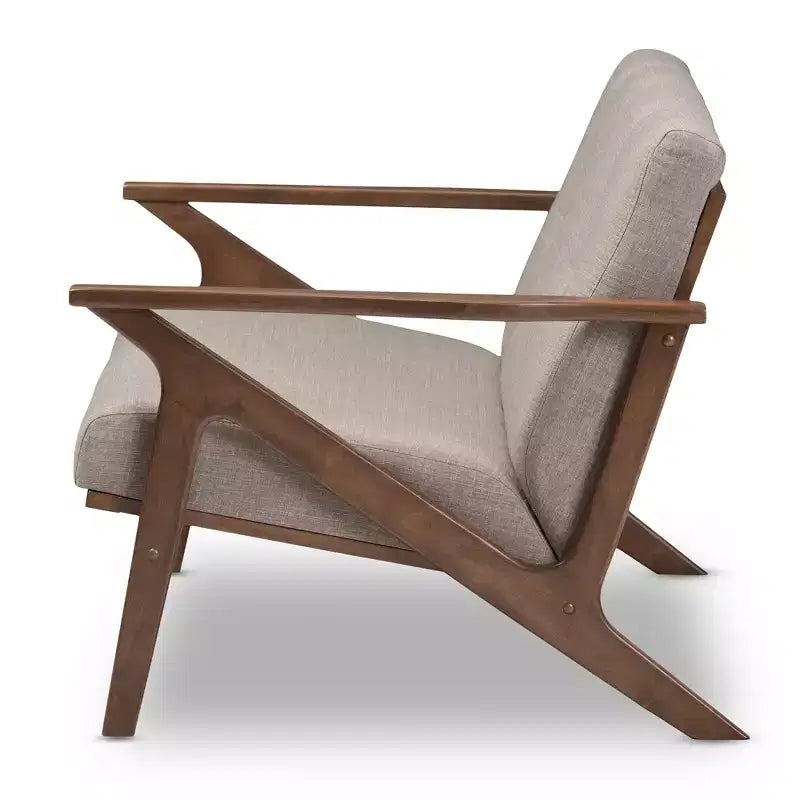 Bianca Divanetto Moderno Mid-Century in Legno di Noce e Tessuto con Trapuntatura a 2 Posti Grigio Chiaro - Baxton Studio: Struttura in Legno di Hevea, Rivestimento in Poliestere