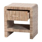 bali & pari Callan Woven Grasscloth 1 Drawer Nightstand Natural/Gold