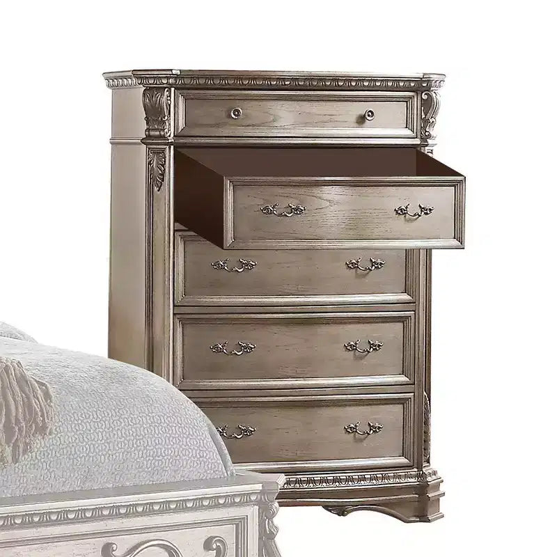 Cassettiera Northville 42" Anticato Argento - Acme Furniture: 5 cassetti, legno, guide metalliche, nessun assemblaggio richiesto