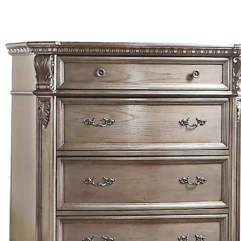 Cassettiera Northville 42" Anticato Argento - Acme Furniture: 5 cassetti, legno, guide metalliche, nessun assemblaggio richiesto