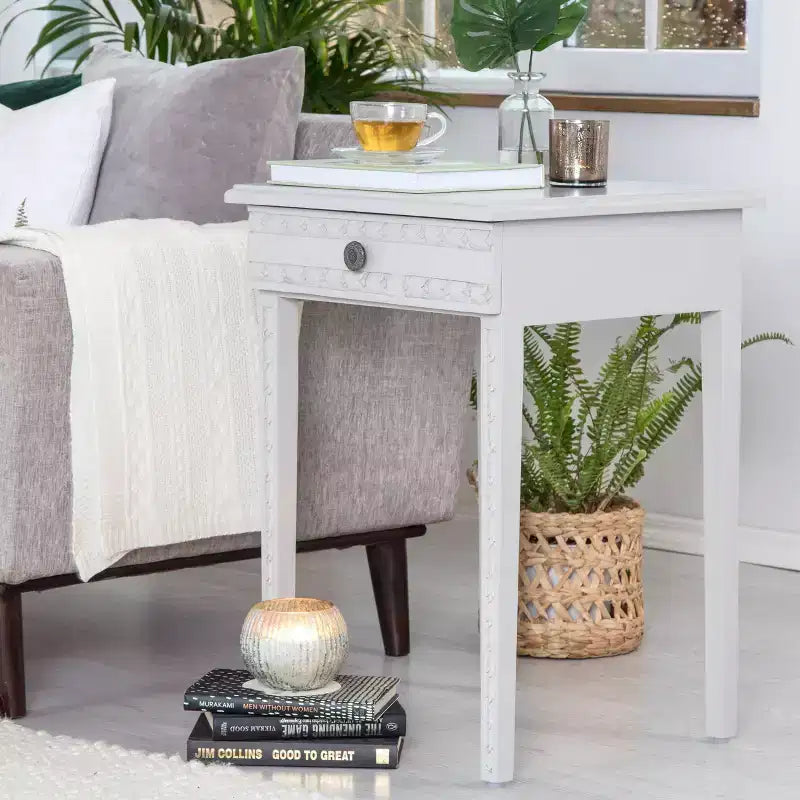 Jules Tavolino Comodino con Cassetto Grigio Chiaro - Adore Decor