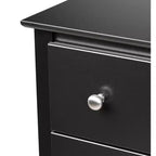 Cassettiera a 5 cassetti Prepac nera: stile di transizione, finitura satinata, ferramenta nichelata, contenitore per camera da letto