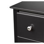 Cassettiera a 5 cassetti Prepac nera: stile di transizione, finitura satinata, ferramenta nichelata, contenitore per camera da letto
