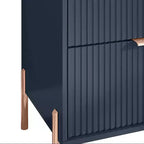 Festivo Lot de 3 tables de chevet 3 tiroirs et commode 3 tiroirs bleu marine au design moderne et élégant