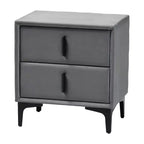 Comodino Baxton Studio Etienne in velluto grigio ardesia/nero con 2 cassetti