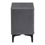 Comodino Baxton Studio Etienne in velluto grigio ardesia/nero con 2 cassetti
