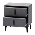 Comodino Baxton Studio Etienne in velluto grigio ardesia/nero con 2 cassetti