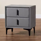 Comodino Baxton Studio Etienne in velluto grigio ardesia/nero con 2 cassetti