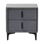 Comodino Baxton Studio Etienne in velluto grigio ardesia/nero con 2 cassetti