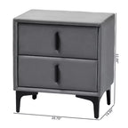 Comodino Baxton Studio Etienne in velluto grigio ardesia/nero con 2 cassetti
