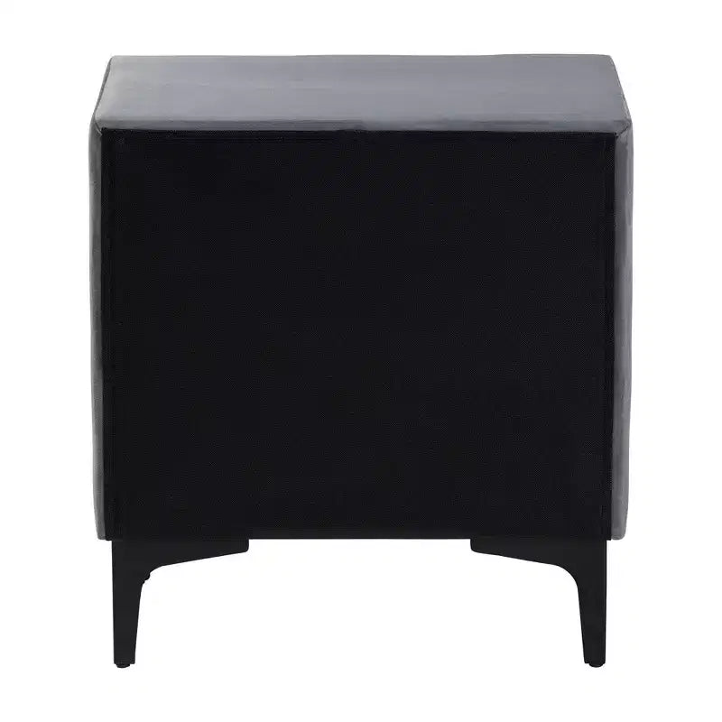 Comodino Baxton Studio Etienne in velluto grigio ardesia/nero con 2 cassetti
