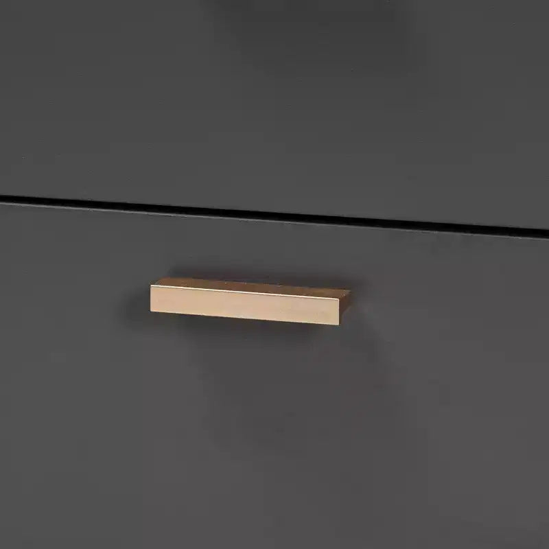 Kelson Wood Comodino a 2 Cassetti Grigio Scuro/Oro - Baxton Studio: Mobile Comodino Moderno, Gambe Tonalità Oro
