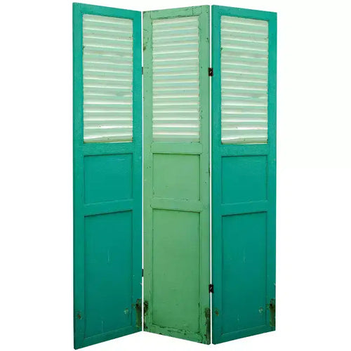 Paravent en toile à double face vieilli 15 cm Vert - Meubles orientaux
