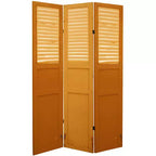 Separatore ambiente a 6 ante con tela doppia faccia effetto invecchiato e pannello per porta, colore verde - Oriental Furniture