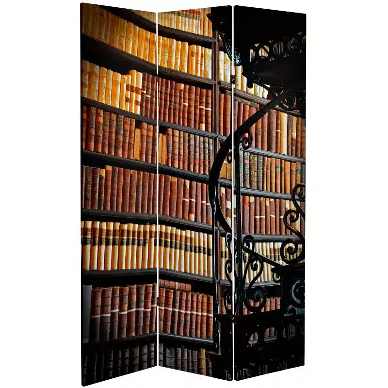 Divisorio/Paravento a 2 Lati in Tela da 6" per Biblioteca Marrone - Oriental Furniture