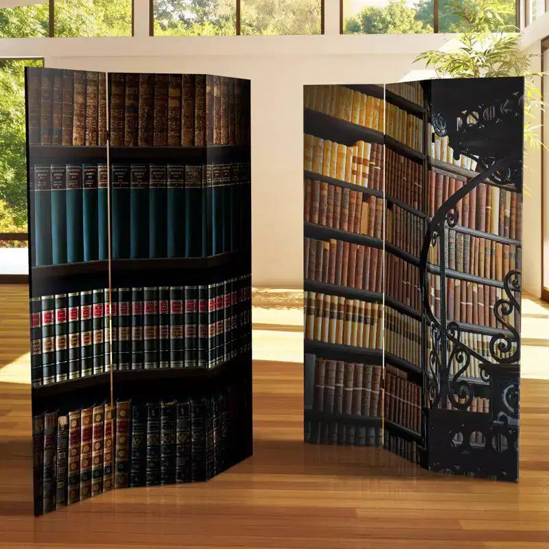 Divisorio/Paravento a 2 Lati in Tela da 6" per Biblioteca Marrone - Oriental Furniture