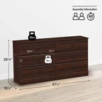 Cassettiera doppia a 6 cassetti Prepac Astrid da 26,85" per camera da letto, cassettiera larga, mobili da camera da letto Espresso
