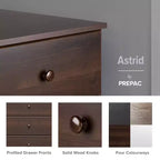 Cassettiera doppia a 6 cassetti Prepac Astrid da 26,85" per camera da letto, cassettiera larga, mobili da camera da letto Espresso