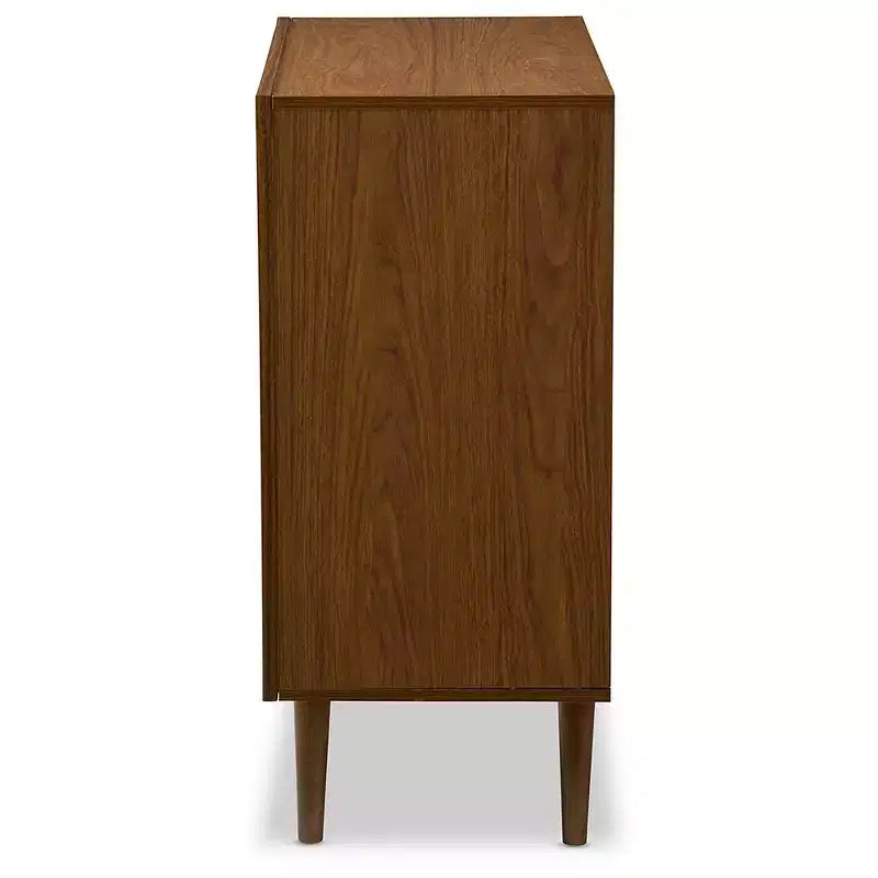 Baxton Studio Harlow Cassettiera 3 cassetti in legno, stile scandinavo moderno di metà secolo, bianco/noce: Struttura in legno di gomma, pulire a chiazze