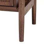Baxton Studio Comodino Alyssa in Legno con 2 Cassetti e Rattan Intrecciato Marrone Noce