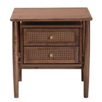 Baxton Studio Comodino Alyssa in Legno con 2 Cassetti e Rattan Intrecciato Marrone Noce