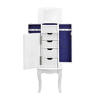 Muriel Mobile Portagioie Moderno in Legno Massello con 4 Cassetti Foderati e 3 Scomparti con Coperchio a Ribalta Finitura Bianca - Powell