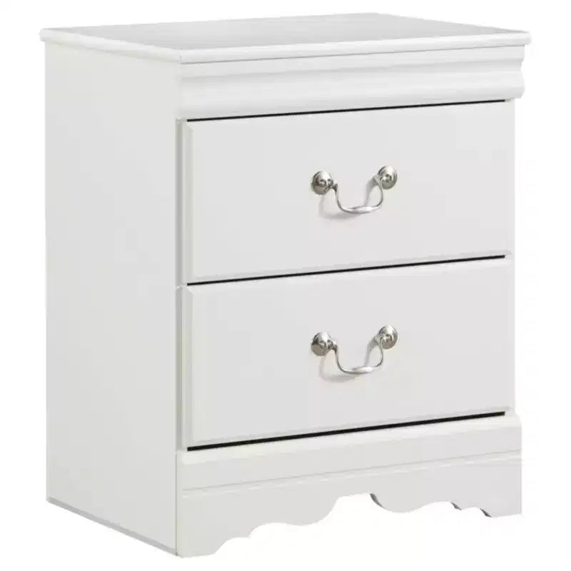 Anarasia Nightstand White - Signature Design by Ashley: Modern Bedside Table with Storage, Girls Bedroom Furniture