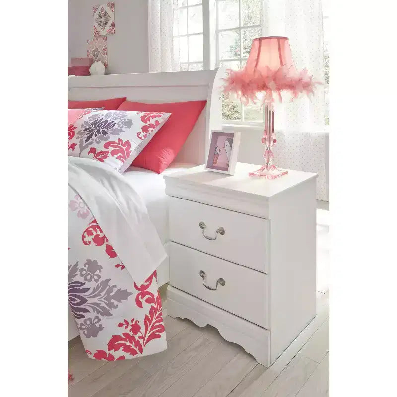 Anarasia Comodino Bianco - Signature Design by Ashley: Tavolino Moderno da Notte con Contenitore, Mobili per la Camera delle Ragazze