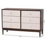 Cassettiera Baxton Studio Nikolai in tessuto e legno a 6 cassetti beige/marrone wengé