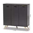 Mobiletto Kelson Wood a 3 ante grigio scuro/oro - Baxton Studio: Organizer da ingresso con 4 ripiani