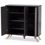 Mobiletto Kelson Wood a 3 ante grigio scuro/oro - Baxton Studio: Organizer da ingresso con 4 ripiani