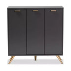 Mobiletto Kelson Wood a 3 ante grigio scuro/oro - Baxton Studio: Organizer da ingresso con 4 ripiani
