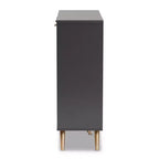 Mobiletto Kelson Wood a 3 ante grigio scuro/oro - Baxton Studio: Organizer da ingresso con 4 ripiani