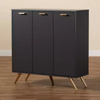 Mobiletto Kelson Wood a 3 ante grigio scuro/oro - Baxton Studio: Organizer da ingresso con 4 ripiani