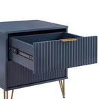 Manhattan Comfort Dumbo Comodino a 2 Cassetti Blu Notte: Mobile da Comodino Moderno in MDF con Guide Metalliche