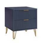 Manhattan Comfort Dumbo Comodino a 2 Cassetti Blu Notte: Mobile da Comodino Moderno in MDF con Guide Metalliche