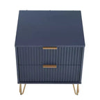 Manhattan Comfort Dumbo Comodino a 2 Cassetti Blu Notte: Mobile da Comodino Moderno in MDF con Guide Metalliche