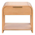 Ink+Ivy Jameson Modern Waterfall Nightstand with Drawer Natural: Caramel Maple, Antique Bronze Handle