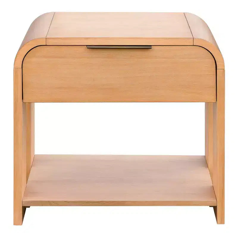 Ink+Ivy Jameson Modern Waterfall Nightstand with Drawer Natural: Caramel Maple, Antique Bronze Handle