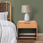 Ink+Ivy Jameson Modern Waterfall Comodino con Cassetto Naturale: Acero Caramello, Maniglia Bronzo Anticato