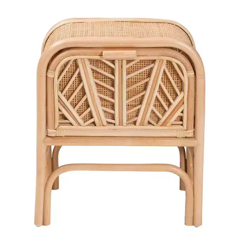 Bali & Pari Carabella Comodino a 1 cassetto in rattan naturale: Artigianale, Design Bohemien, Conservazione Sicura