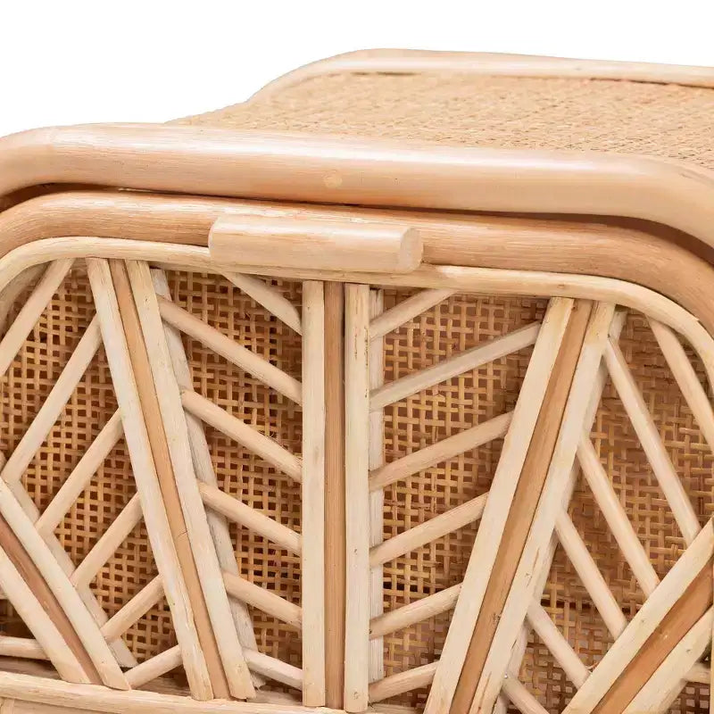 Bali & Pari Carabella Comodino a 1 cassetto in rattan naturale: Artigianale, Design Bohemien, Conservazione Sicura