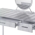 Tavolo da toeletta Myles da 50" bianco antico, finitura cromata - Acme Furniture: Presa integrata, USB, contenitore