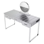 Tavolo da toeletta Myles da 50" bianco antico, finitura cromata - Acme Furniture: Presa integrata, USB, contenitore