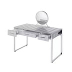 Tavolo da toeletta Myles da 50" bianco antico, finitura cromata - Acme Furniture: Presa integrata, USB, contenitore