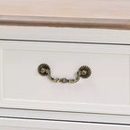 Cassettiera 4 cassetti Amalie Bianco/Rovere - Baxton Studio: Stile provenzale, Maniglie in ottone, Completamente assemblato