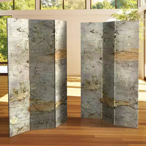 Paravent gris de 6 po à double face en toile pâle forêt - Oriental Furniture