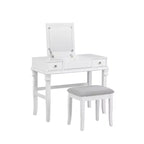 Adler Traditional Wood 2 Drawer Lift Top Mirror Vanity and Upholstered Stool White - Linon
